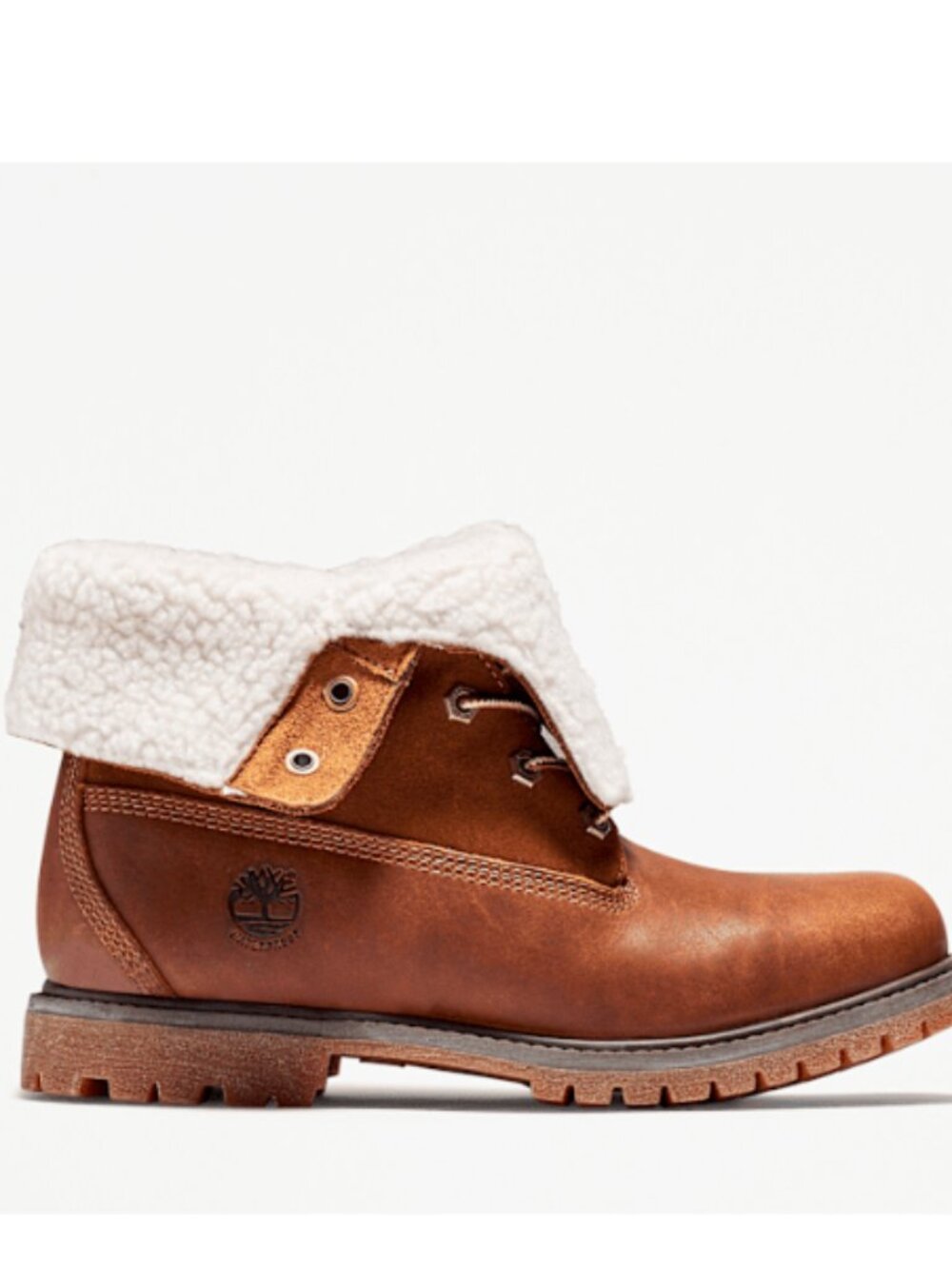 Timberland Warm-Lined Waterproof Roll-Top Boot - Size 8, Wide, Dark Brown